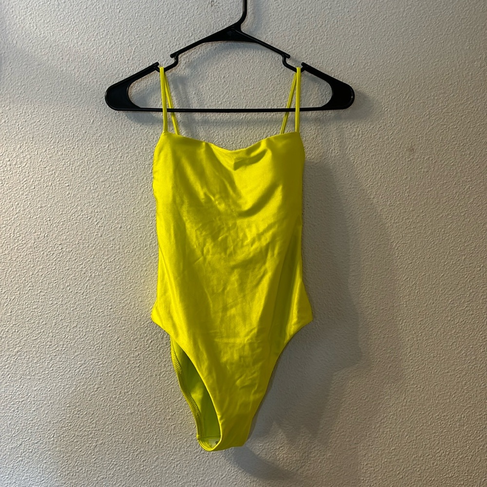 NWT Shade and Shore yellow high leg cheeky one piece size XS